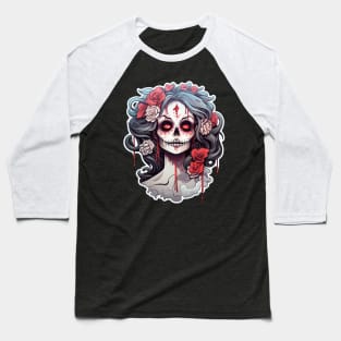 Muerta Calaca Calavera Day of the Dead Baseball T-Shirt